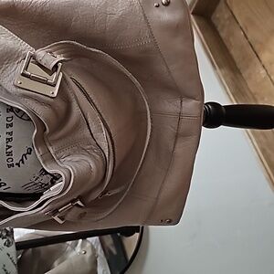 Soft leather purse, bag. Pale peach. Very good condition, minor wear